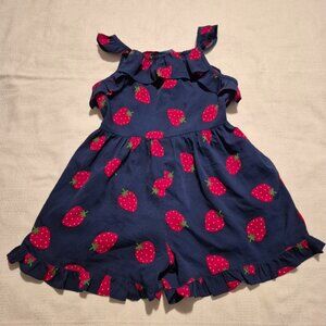 Next girls size 5 years strawberry sleeveless shorts romper, EUC
